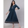 индийское платье синее с этно принтом XL