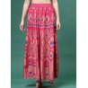 длинная индийская юбка ярко розовая с печатным рисунком