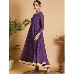 индийское платье анаркали фиолетовое с золотом S