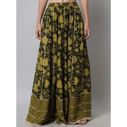 индийская юбка зеленая с цветами