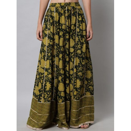 индийская юбка зеленая с цветами