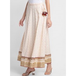 индийская юбка светлая с контрастным подолом S