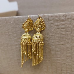 индийские серьги джумки золотистые цепочки