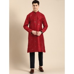 индийская мужская курта красная с вышивкой