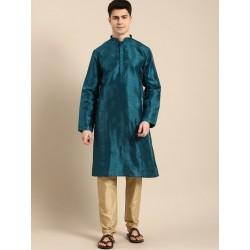индийская мужская курта голубая с вышивкой
