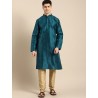 индийская мужская курта голубая с вышивкой L