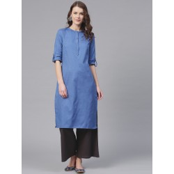 индийская туника однотонная синяя 3XL