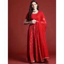 индийский юбочный костюм красный с золотом
