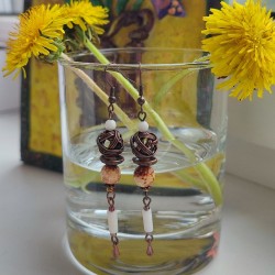 серьги с белой яшмой и агатом