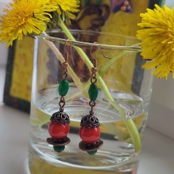 серьги с хризопразом и керамикой