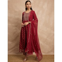 индийский праздничный костюм бордовый с золотом