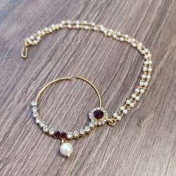 свадебное индийское украшение на нос со стразами