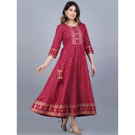 длинное индийское платье анаркали с принтом