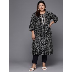 индийская туника черная бандхани принт и вышивка