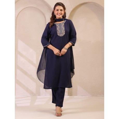 индийский женский костюм брючный синий