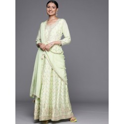 индийский женский праздничный костюм зеленый