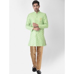 индийский мужской праздничный костюм шервани зеленый с золотом