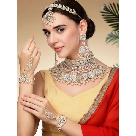 индийский свадебный комплект украшений белый