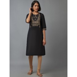 индийская туника черная с вышивкой