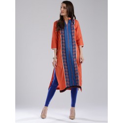 индийская туника яркая оранжевая с синим
