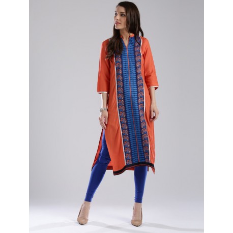 индийская туника яркая оранжевая с синим