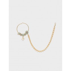 индийское украшение кольцо на нос с цепочкой