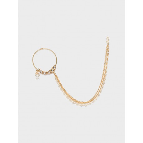 индийское украшение кольцо на нос с цепочкой