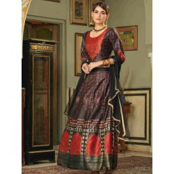 индийский юбочный костюм ленга чоли черный с узорами