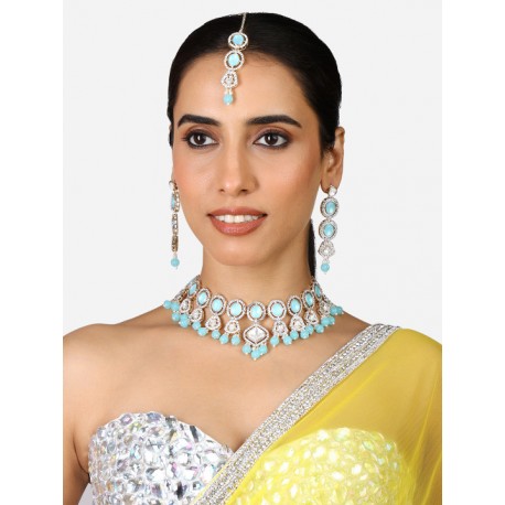 индийский комплект украшений голубой