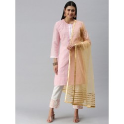 индийская дупатта бежевая с вышивкой готта патти