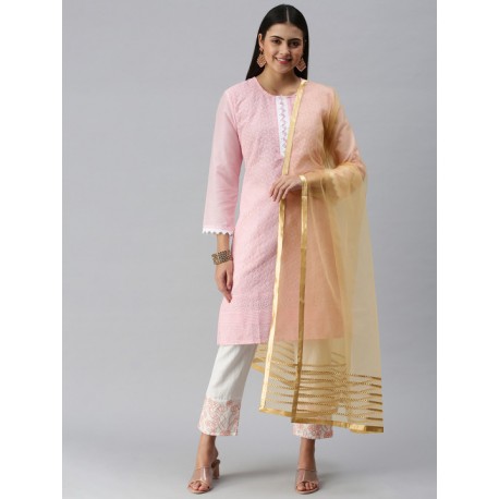 индийская дупатта бежевая с вышивкой готта патти