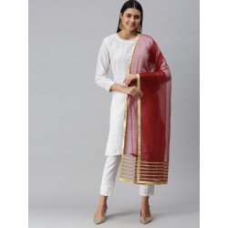 индийская дупатта бордовая с вышивкой готта патти