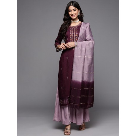 индийский костюм праздничный фиолетовый с вышивкой