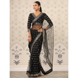 индийское сари черное с вышивкой