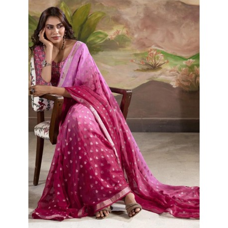 индийское сари розовое с градиентом