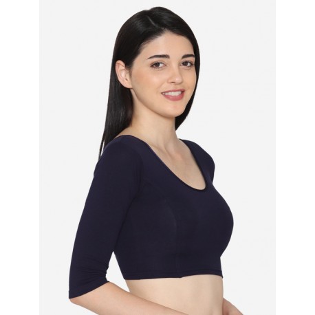 индийская блузка под сари рукава три четверти темно синяя