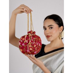 индийская сумочка мешочек бордовая с вышивкой