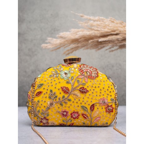 индийская сумочка клатч желтая с вышивкой