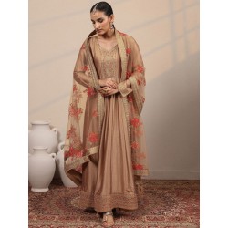 индийский костюм празничный анаркали сьют бежевый