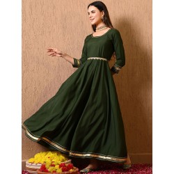 длинное зеленое индийское платье анаркали