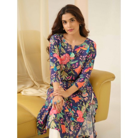 индийская туника синяя с ярким узором