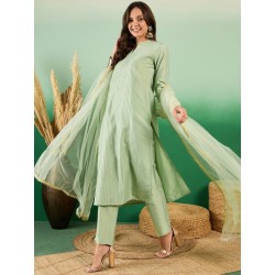 индийский зеленый костюм с вышивкой