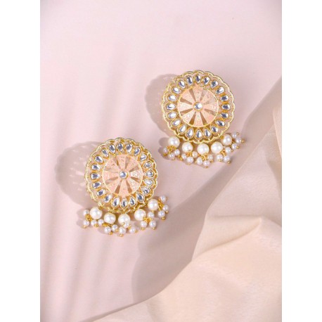 индийские серьги круглые персиковые