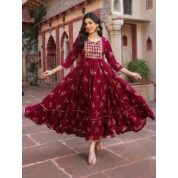 индийское платье длинное бордовое