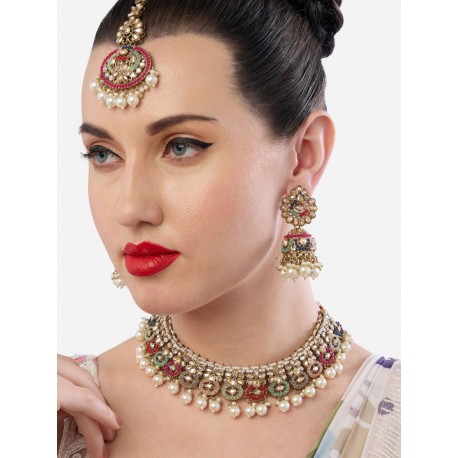 индийский комплект украшений разноцветный
