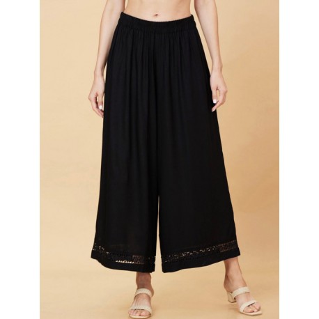 индийские брюки палаццо черные с кружевом