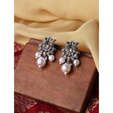 индийские серьги павлины серебряные