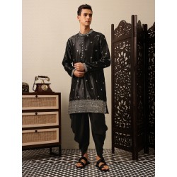 индийский мужской костюм праздничный черный с вышивкой