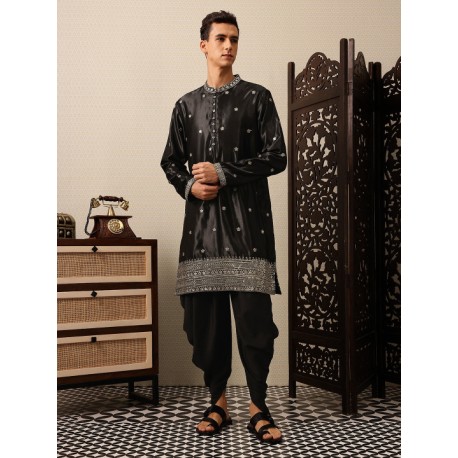 индийский мужской костюм праздничный черный с вышивкой