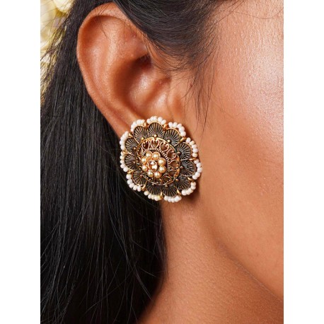 индийские серьги синие цветы